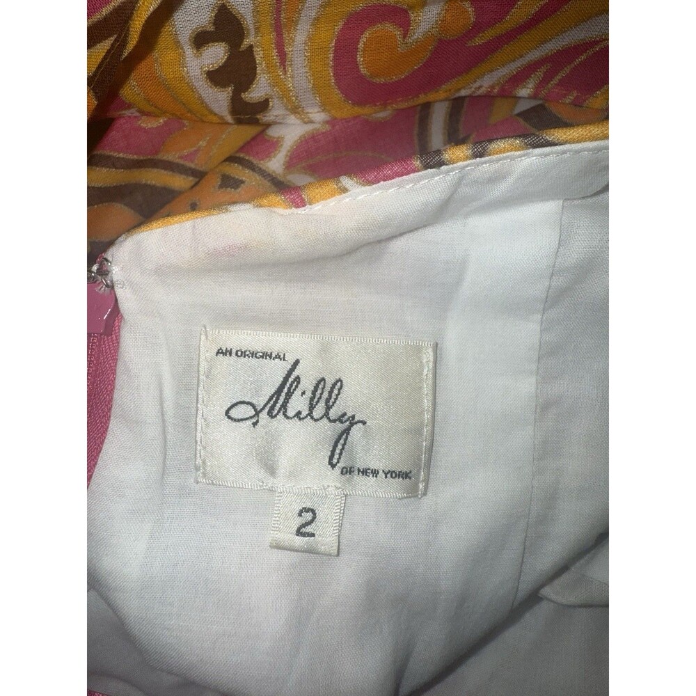 NWT An Original Milly Of New York Orange Pink Paisley Halter Dress Size 2 $375 - Picture 7 of 16